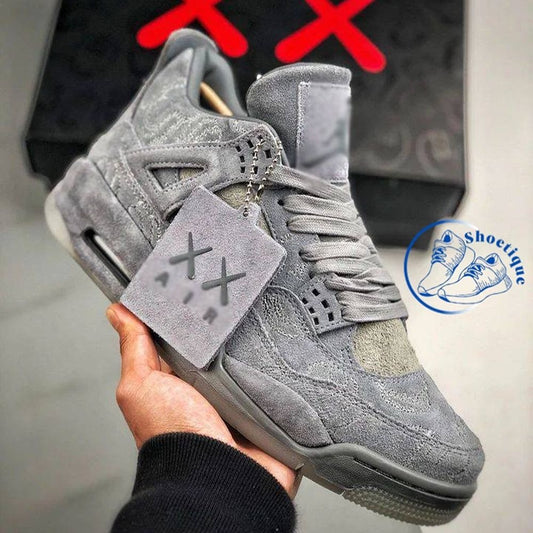 AJ 4 Kaws-Inspired Suede High-Top Sneakers –
