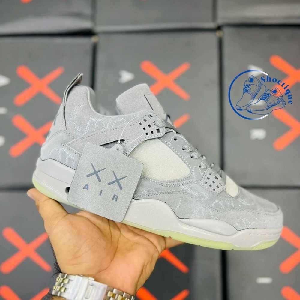 AJ 4 Kaws-Inspired Suede High-Top Sneakers –